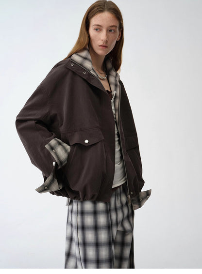 Fireladyfur Women's Retro Plaid Cotton Short Jacket | Loose Fit "Monsoon Climate"
