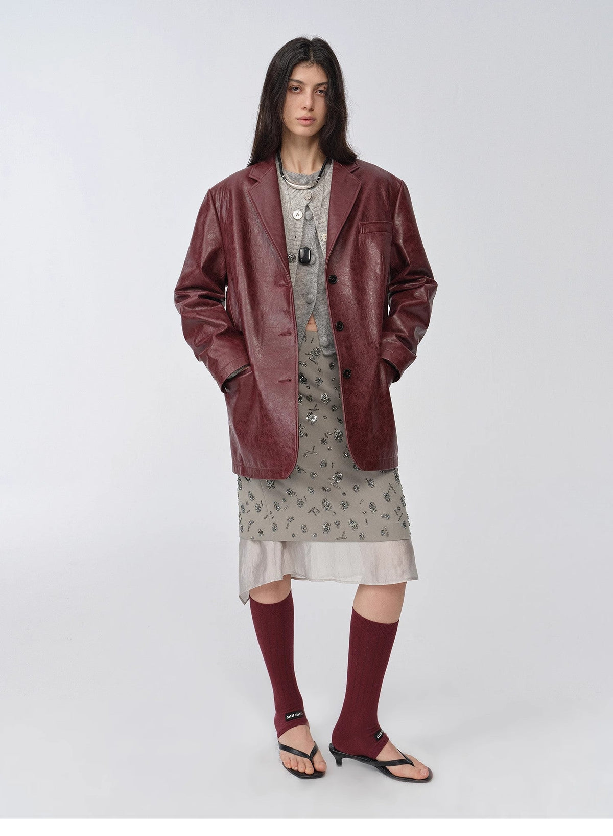 "Flowers and Her" Irregular Hand-Embroidered Sequin Skirt