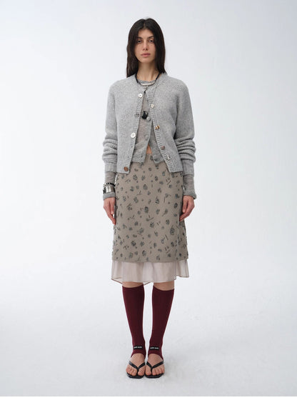 "Flowers and Her" Irregular Hand-Embroidered Sequin Skirt