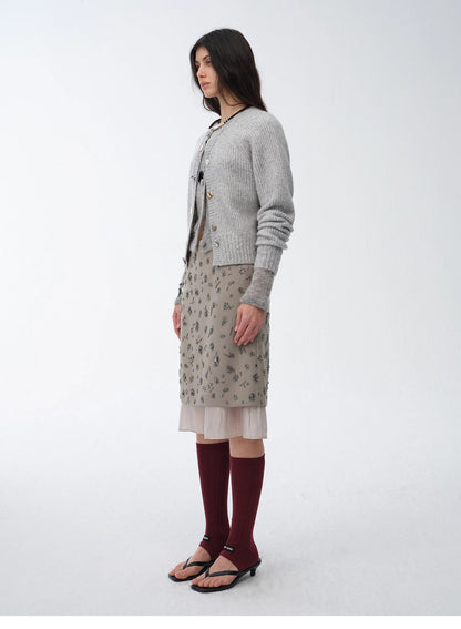 "Flowers and Her" Irregular Hand-Embroidered Sequin Skirt