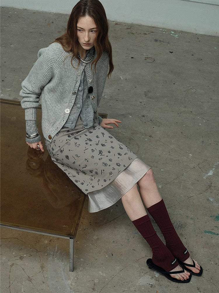 "Flowers and Her" Irregular Hand-Embroidered Sequin Skirt