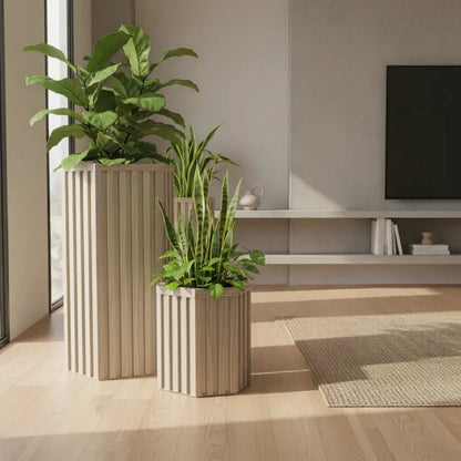 Hexagon Grove Column Planters - Medium