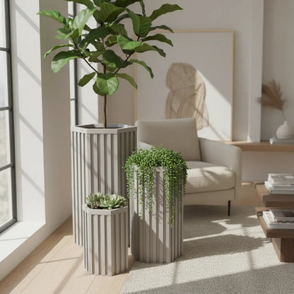 Hexagon Grove Column Planters - Medium