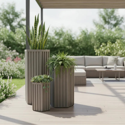 Hexagon Grove Column Planters - Medium