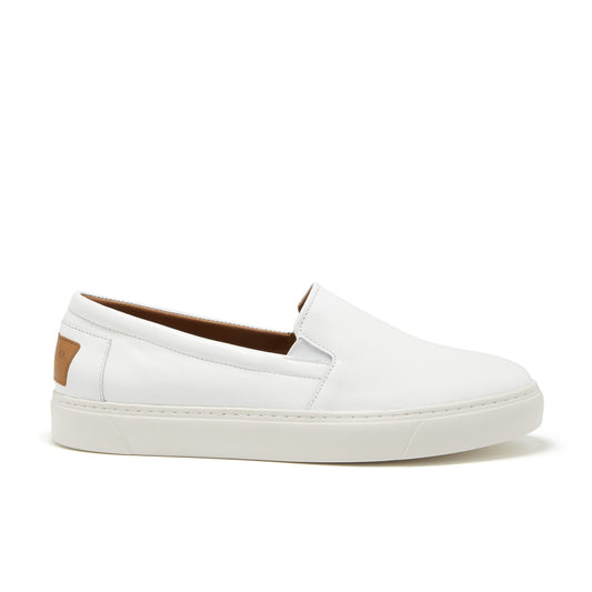 Slip-On Sneakers, White Leather