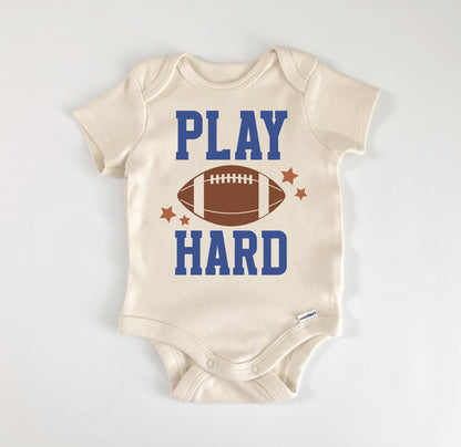 Football Play Hard - Baby Boy Girl Clothes Infant Bodysuit Funny Cute Newborn