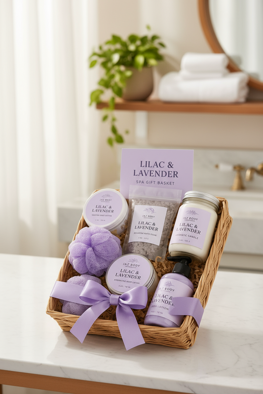 Lilac and Lavender Spa Gift Basket