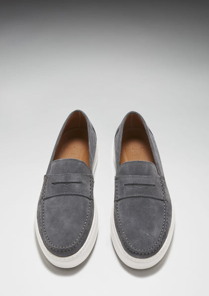 Slip-On Sneaker Loafers, Slate Grey Suede