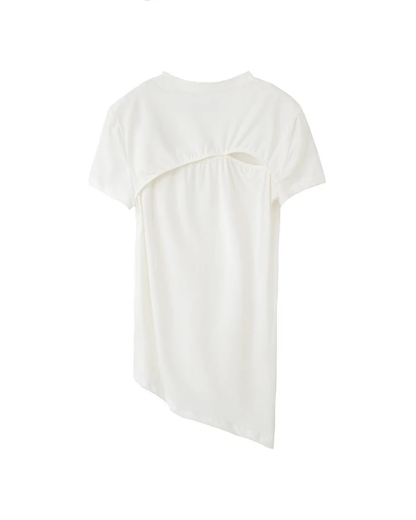 Wallcy Irregular Hem T-Shirt - White