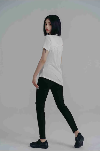 Wallcy Irregular Hem T-Shirt - White