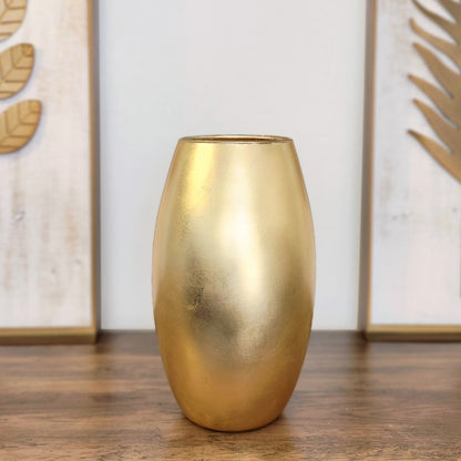 AMARYLLIS 12" Solid Gold Gilded Glass Bullet Vase