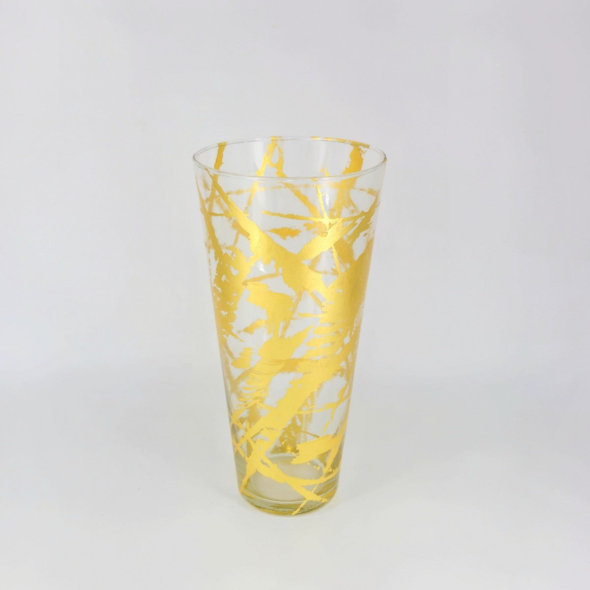 IRIS 12" Marble Gold Gilded Glass Taper Vase
