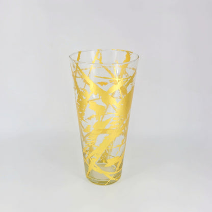 IRIS 12" Marble Gold Gilded Glass Taper Vase