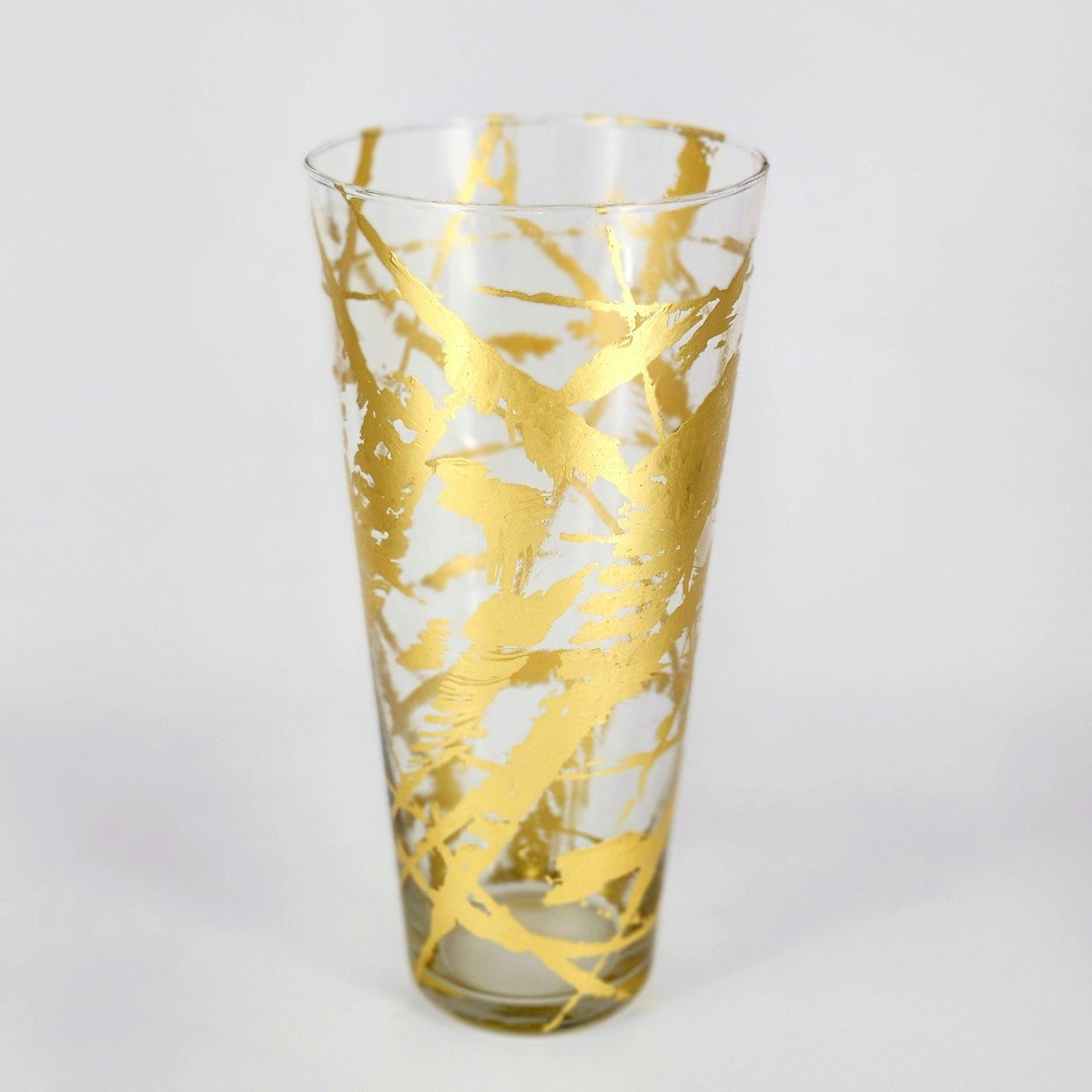 IRIS 12" Marble Gold Gilded Glass Taper Vase