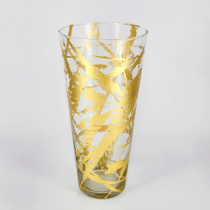 IRIS 12" Marble Gold Gilded Glass Taper Vase