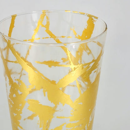 IRIS 12" Marble Gold Gilded Glass Taper Vase