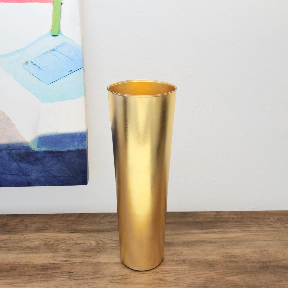 IRIS 16" Solid Gold Gilded Glass Taper Vase