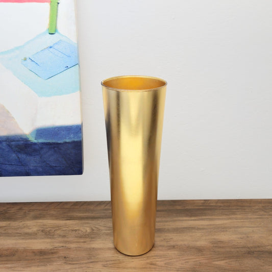 IRIS 16" Solid Gold Gilded Glass Taper Vase