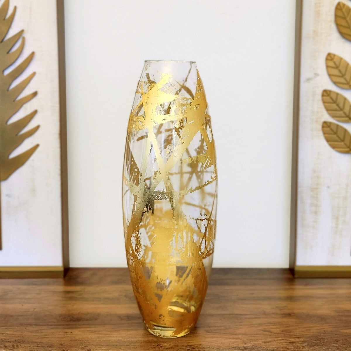 AMARYLLIS 20" Marble Gold Gilded Glass Bullet Vase
