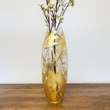 AMARYLLIS 20" Marble Gold Gilded Glass Bullet Vase
