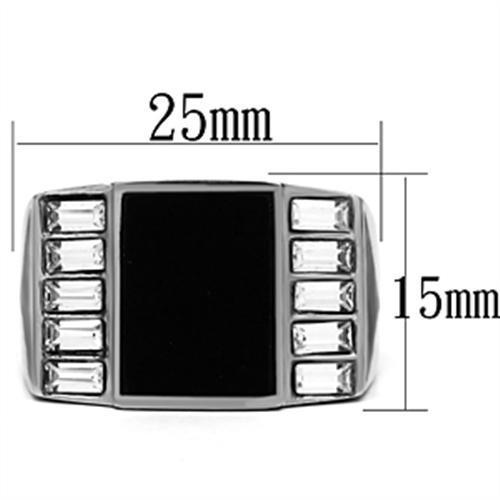 TK712 High Polished (No Plating) Stainless Steel Ring With Top Grade Crystal in Clear