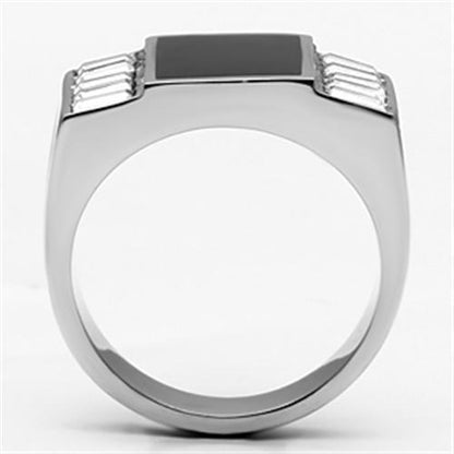 TK712 High Polished (No Plating) Stainless Steel Ring With Top Grade Crystal in Clear