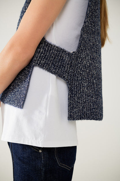 V-Neck Knitted Vest With Open Side